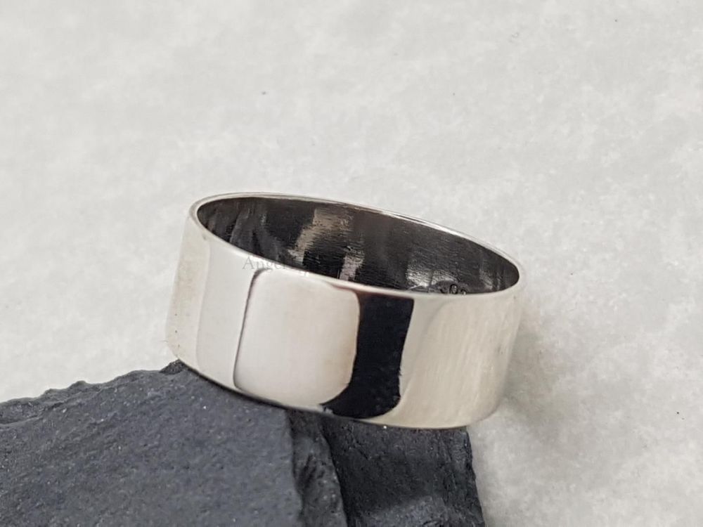 Sterling Silver Ring - 8mm Wide Plain Band, 1.5mm thick