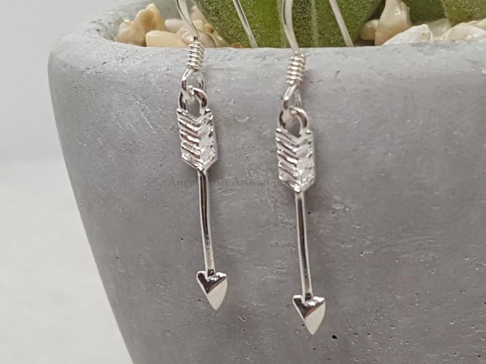 Sterling Silver Earrings - Arrow Drop Earrings