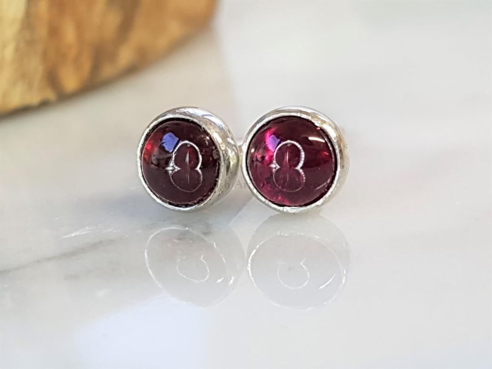 Sterling Silver Earrings - 5mm Garnet Gemstone Studs