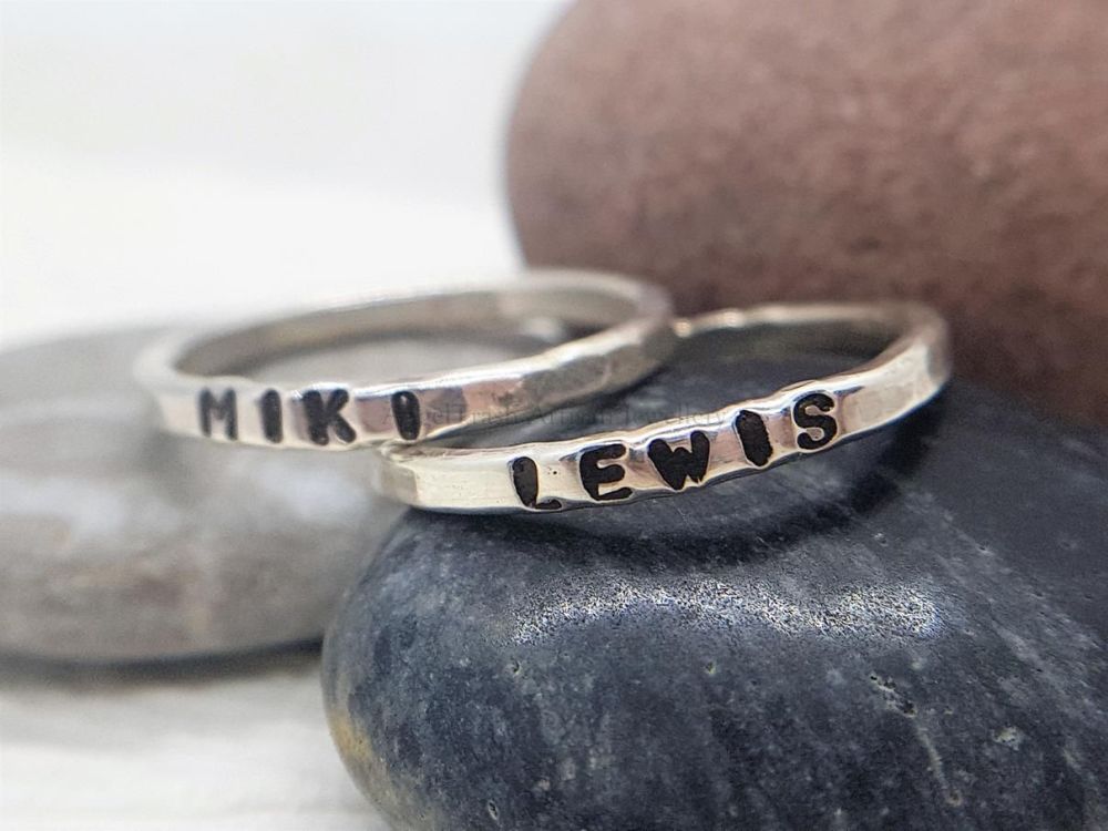Sterling Silver Ring - Round Personalised Stacking Ring