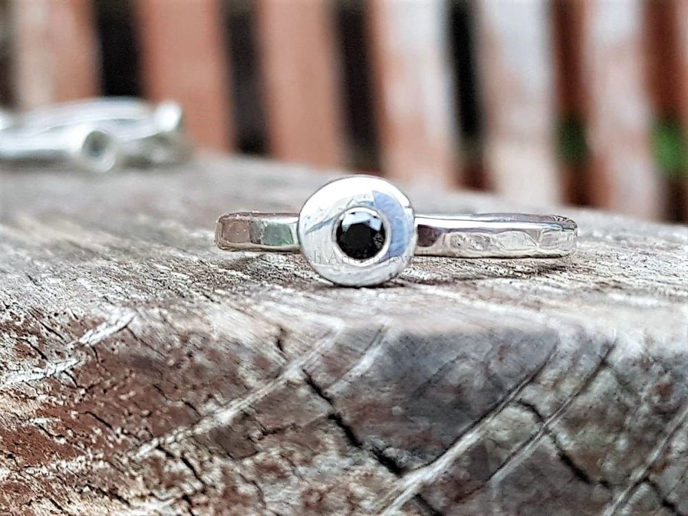 Sterling Silver Ring - Precious Pebble Round Stacking Ring - You choose whi