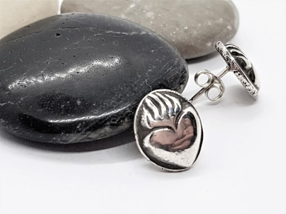 Sterling Silver Earrings - Sacred Heart Studs - Rebel Collection