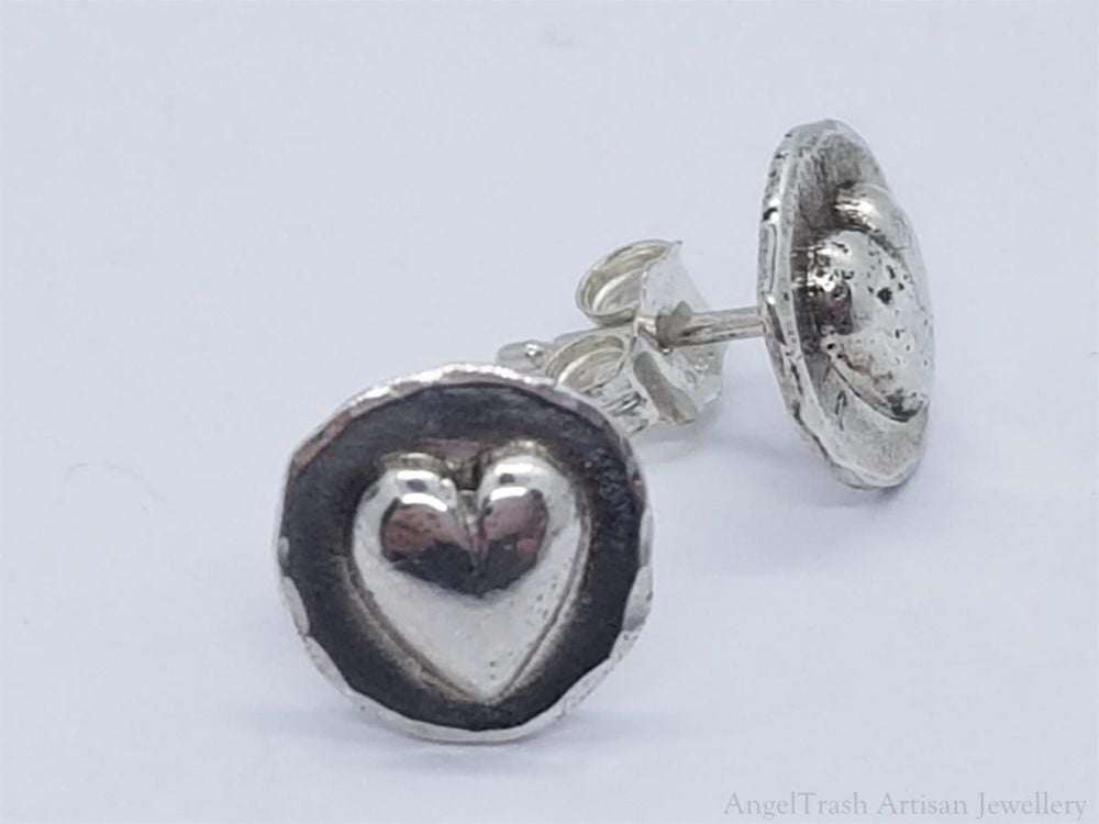Earrings - Sterling Silver - Heart Shot Stud Earrings