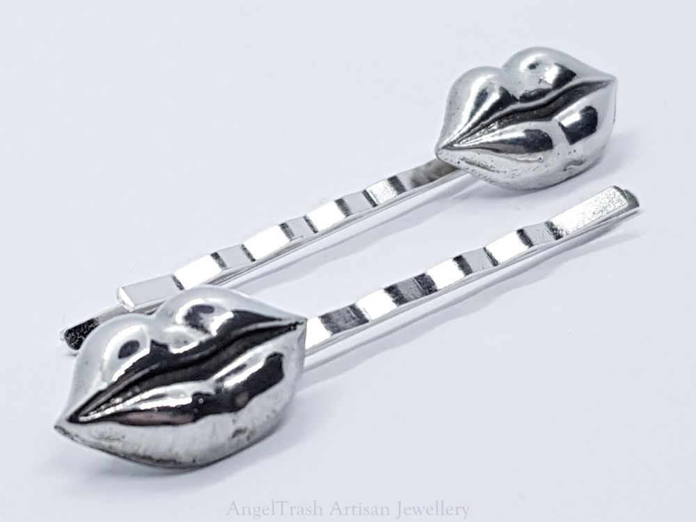 Hairclip - Pewter Luscious Lips Hairclip - Sold in Pairs