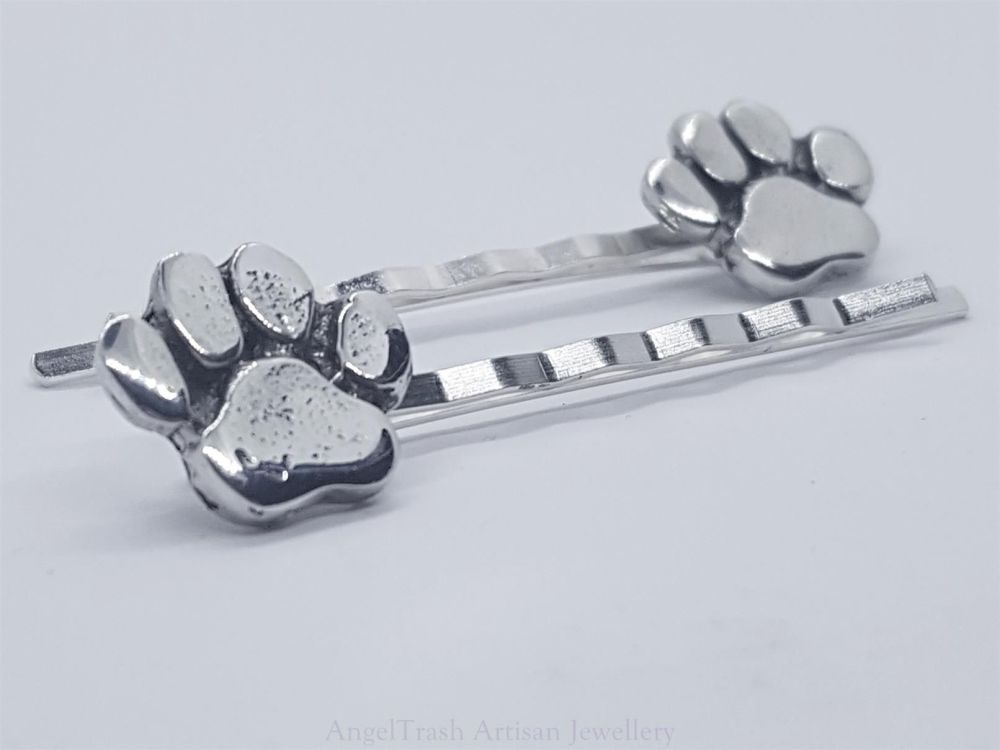 Hairclip - Pewter Paw Hairclip - Sold in Pairs