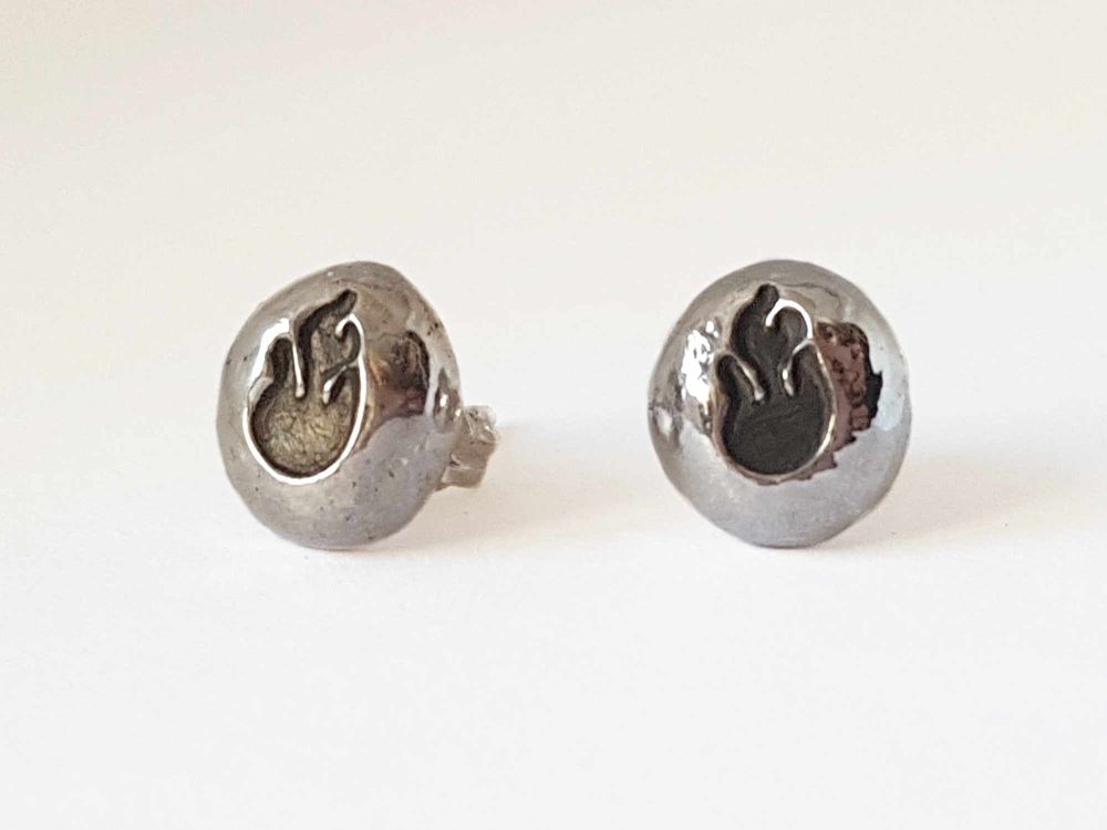 Earrings - Sterling Silver - Flame Stud Earrings