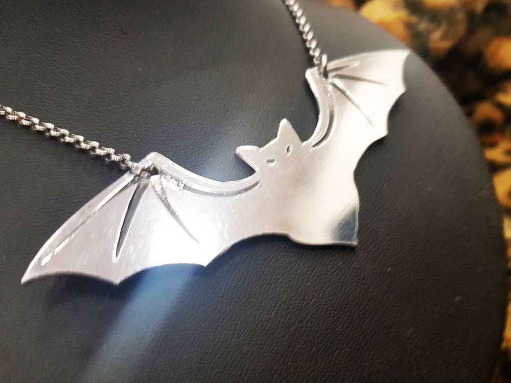 Necklace - Pewter - Big Bat - Statement Necklace