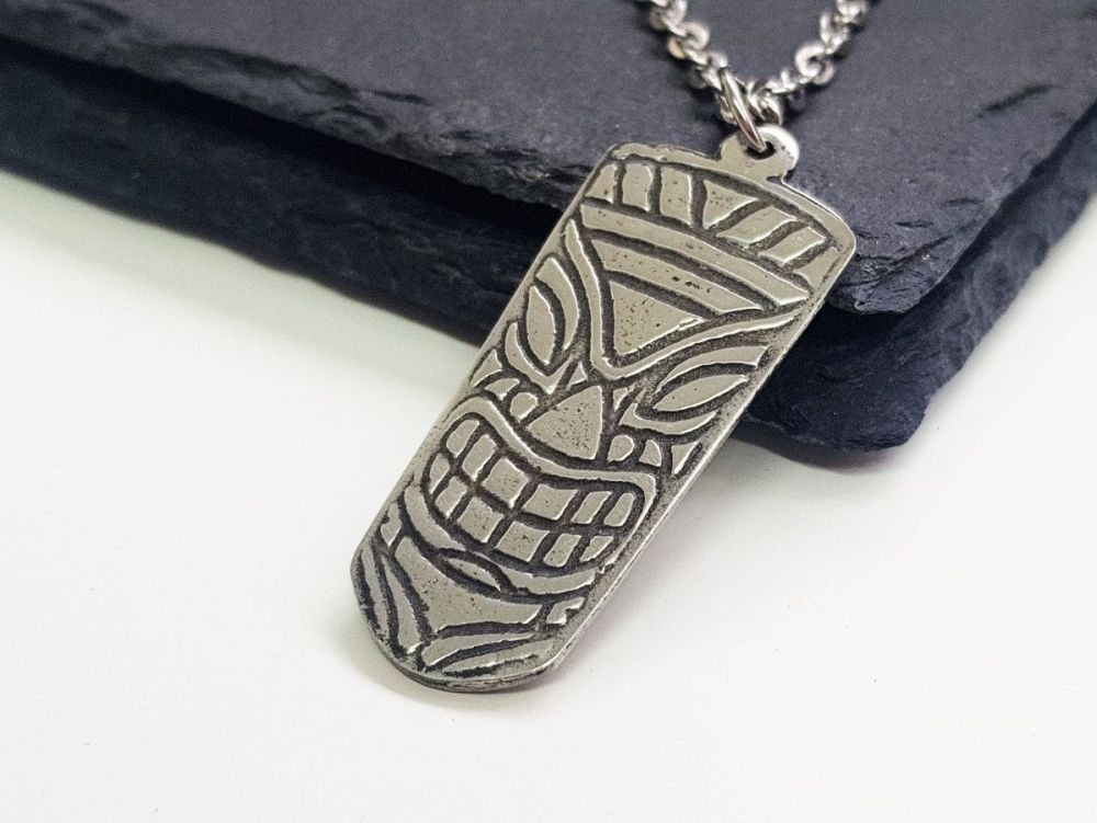 Necklace - Pewter - Tiki Head Necklace - Wallace