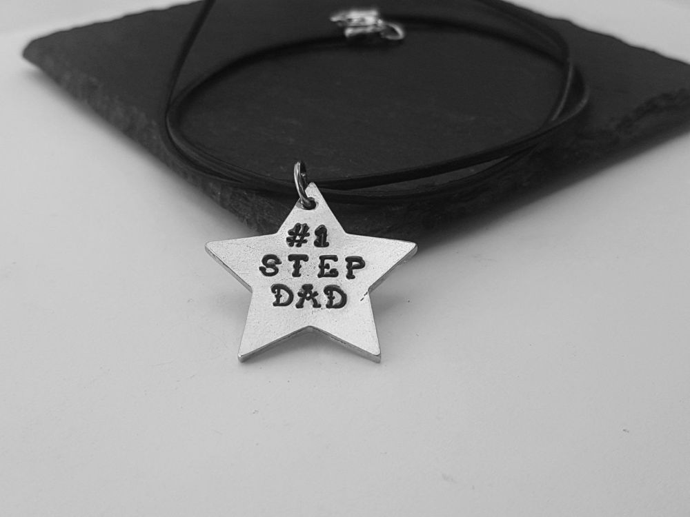 Necklace - Pewter - STEP DAD - Star Shape