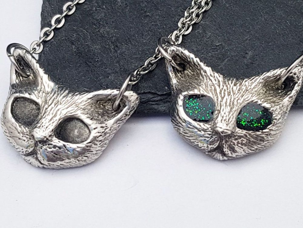 Necklace - Pewter - Chunky Cat - Cute Kitty