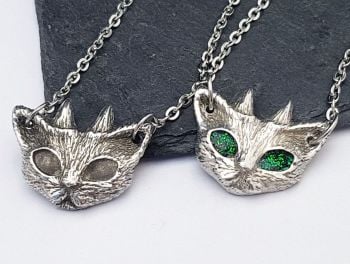 Necklace - Pewter - Chunky Cat - Devil Kitty