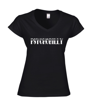 Ladies T Shirt -  V Neck - PSYCHOBILLY