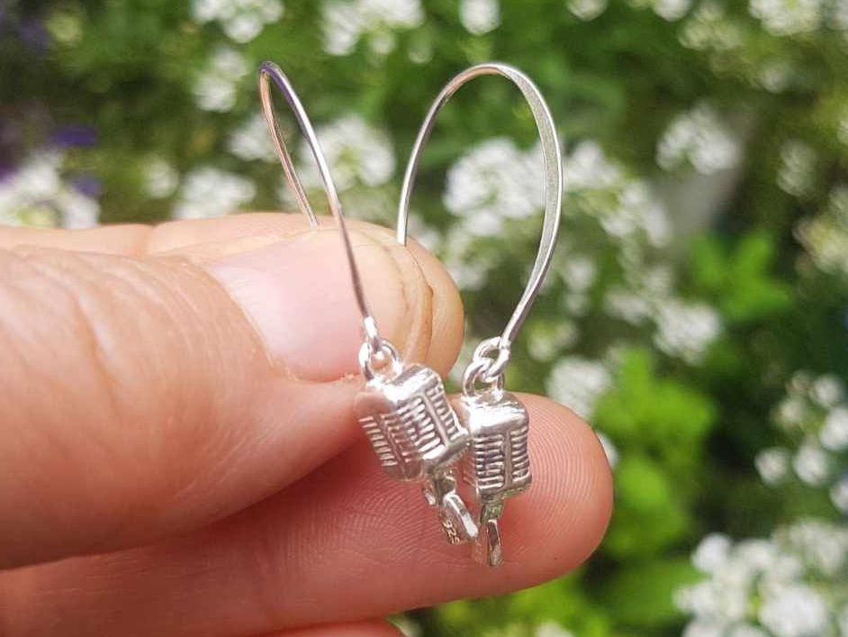 Earrings - Sterling Silver - Vintage Microphone Earrings