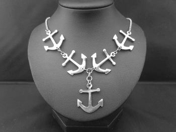 Chest Piece Necklace - Pewter - Tattoo Inspired Anchors Aweigh 