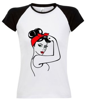 Ladies Contrast T Shirt - Rockabilly Rosie