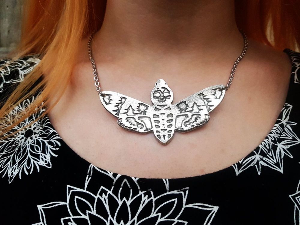 Necklace - Pewter - Death's Head Moth - Statement Necklace