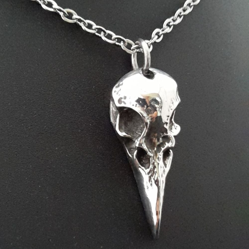 Necklace - Pewter -Little Raven Skull