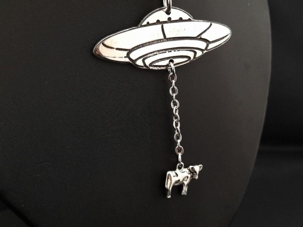 Pewter Necklace - Space Themed - Moo F O