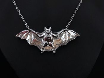 Necklace - Pewter -Large Bat 