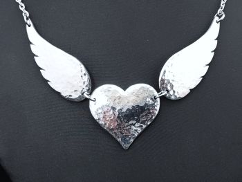 Chest Piece Necklace - Pewter - Winged Heart