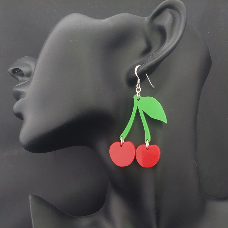 Cherry shop resin earrings