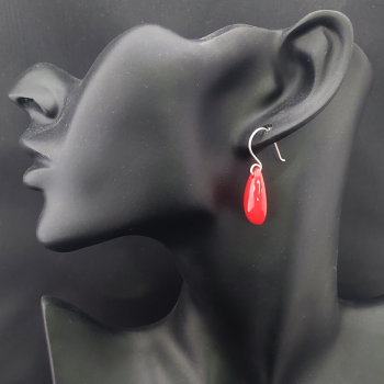 Small Red Pear Drop Earrings