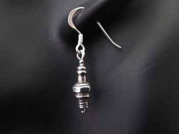 Earrings - Pewter - Tiny Spark Plugs