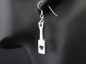 Earrings - Pewter - Little Spanking Paddle with Heart Cut out