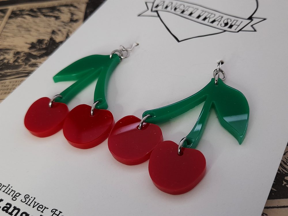Red Cherry Resin Earrings