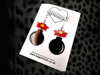 Large Exploding Bomb Earrings with Sterling Silver Hooks
