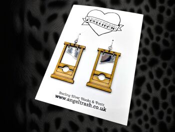 Wooden Guillotine Earrings with Sterling Silver Hooks