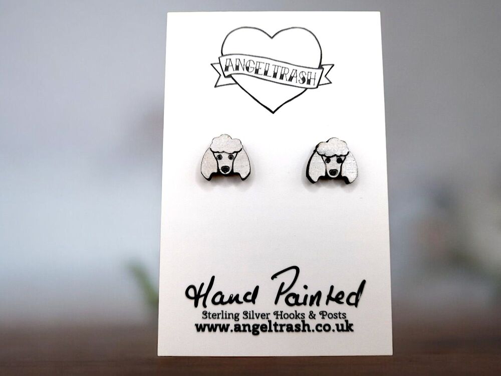 Tiny Hand Painted Wood Poodle Studs