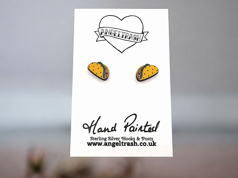 Tiny Hand Painted Wood Taco Studs