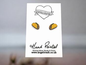 Tiny Hand Painted Wood Taco Studs