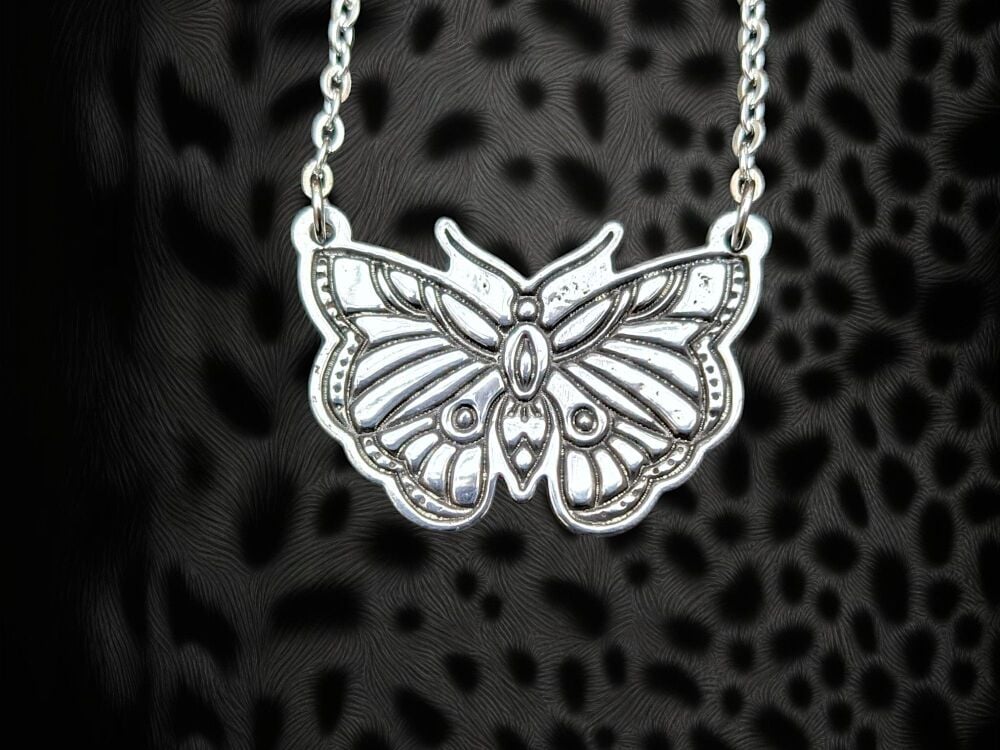 Necklace - Pewter - Traditional Butterfly Tattoo