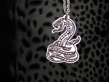 Necklace - Pewter - Traditional Coiled Snake Tattoo