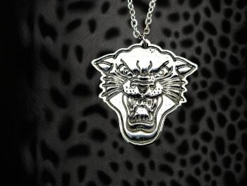 Necklace - Pewter - Traditional Panther Face Tattoo