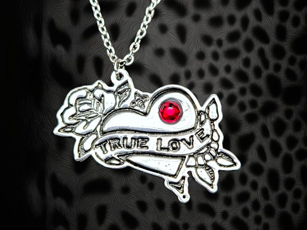 Necklace - Pewter - Traditional True Love Tattoo