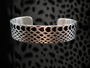 Bracelet - Pewter Narrow Cuff Bracelet with Snake Skin Pattern