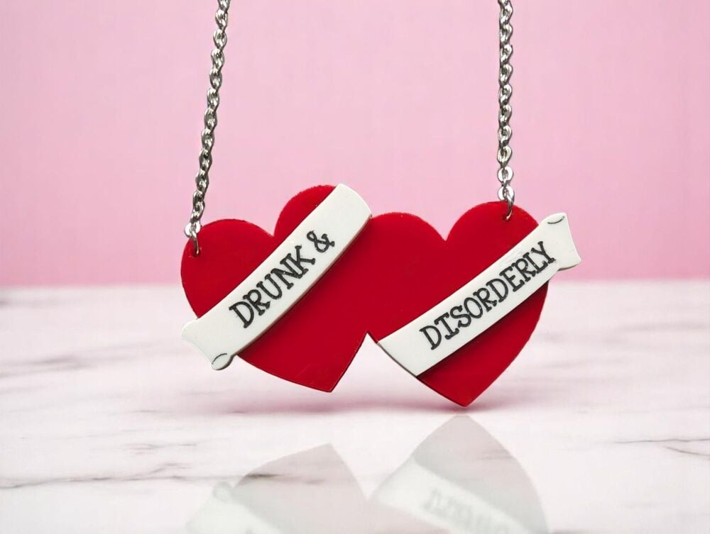 Personalised Double Tattoo Heart - Custom Text - Choose Colour of Heart