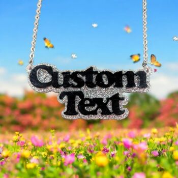 Name Necklace - Chunky Font - 2 lines - Custom Text -  You Choose Colour