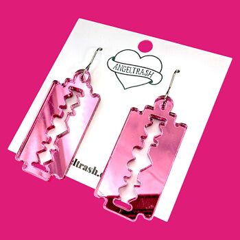 Mirror Razor Blade Earrings - Choose Colour