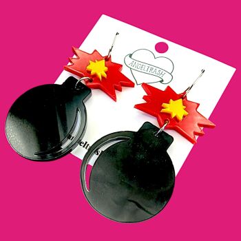 Large Exploding Bomb Earrings