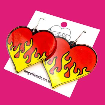 Flaming Heart - Large Size Earrings