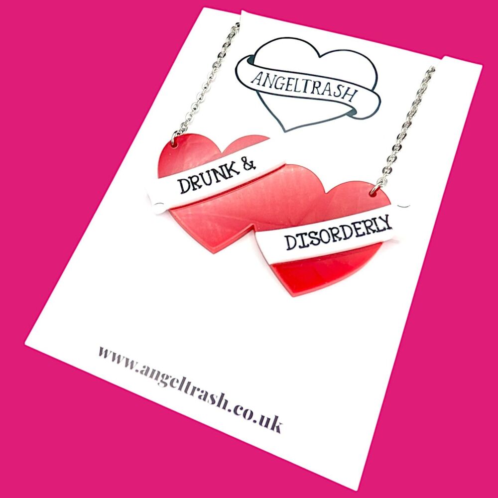 Personalised Double Tattoo Heart - Custom Text -  Choose Colour of Heart