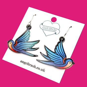 Old School Swallow Tattoo Earrings
