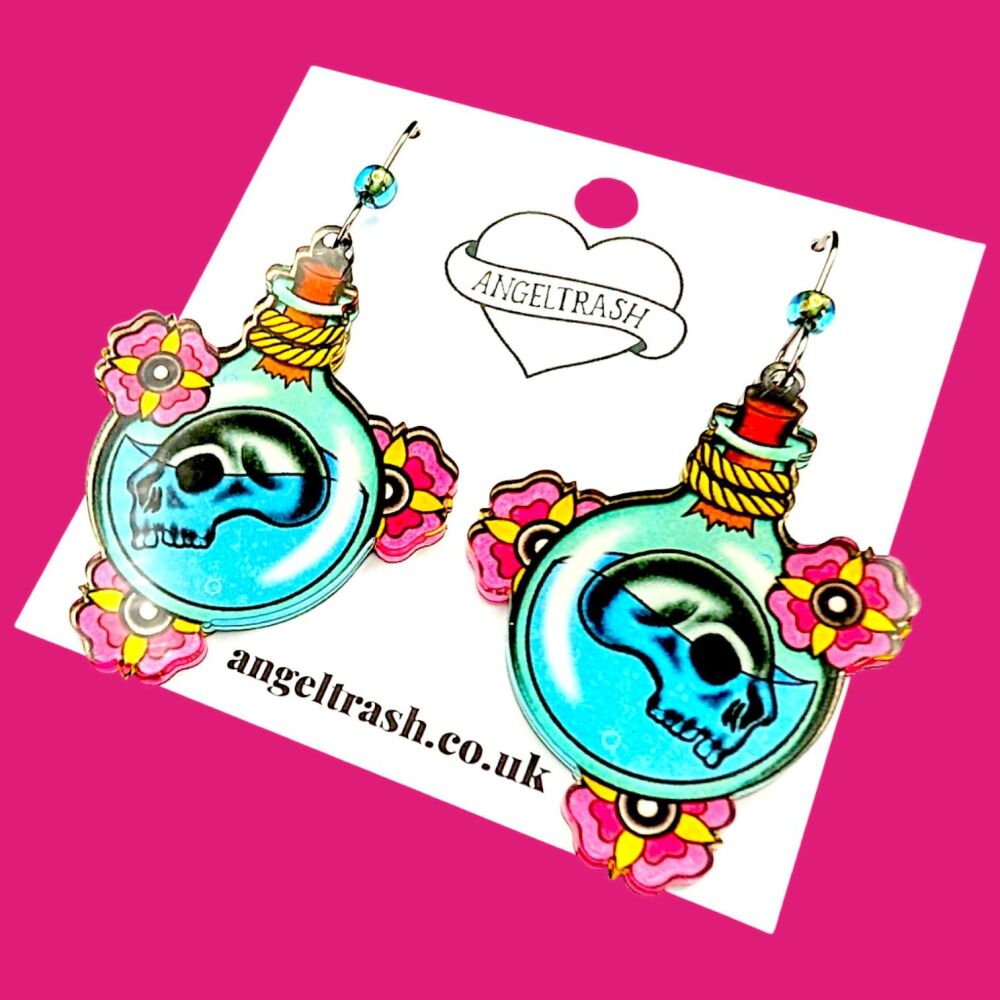 Tattoo Potion Bottle Earrings - AngelTrash * Miki Peach