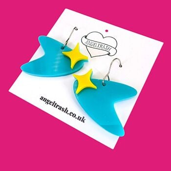 MCM Boomerang & Spark Turquoise/Yellow Earrings