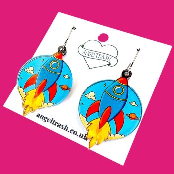 Pop Art Rocket Earrings