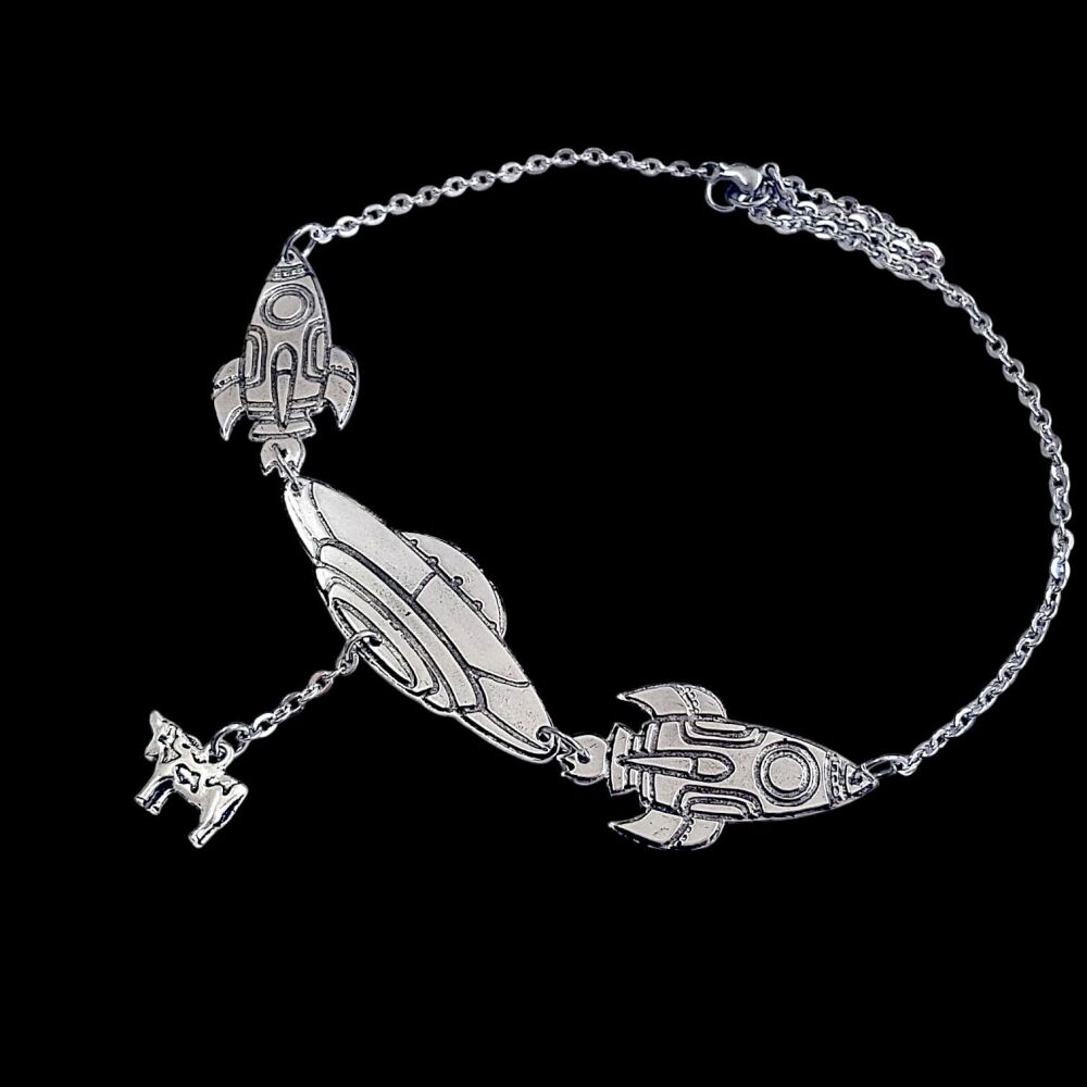 Chest Piece Necklace - Pewter - Space Themed - Beam Moo Up
